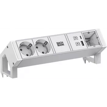Régua de tomadas Bachmann DESK2 ALU WHITE 937.413 com 2x portas USB
