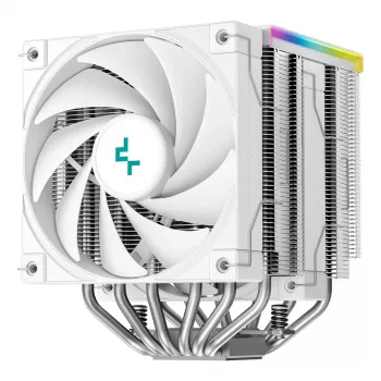 Arrefecedor de ar DeepCool AK620 Digital SE White — duas ventoinhas de 120 mm, 6 heatpipes, PWM, suporte LGA-1700, ecrã integrado