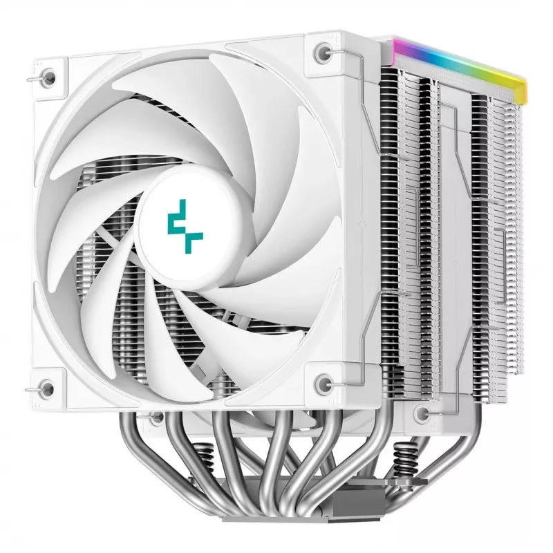 Arrefecedor de ar DeepCool AK620 Digital SE White — duas ventoinhas de 120 mm, 6 heatpipes, PWM, suporte LGA-1700, ecrã integrado
