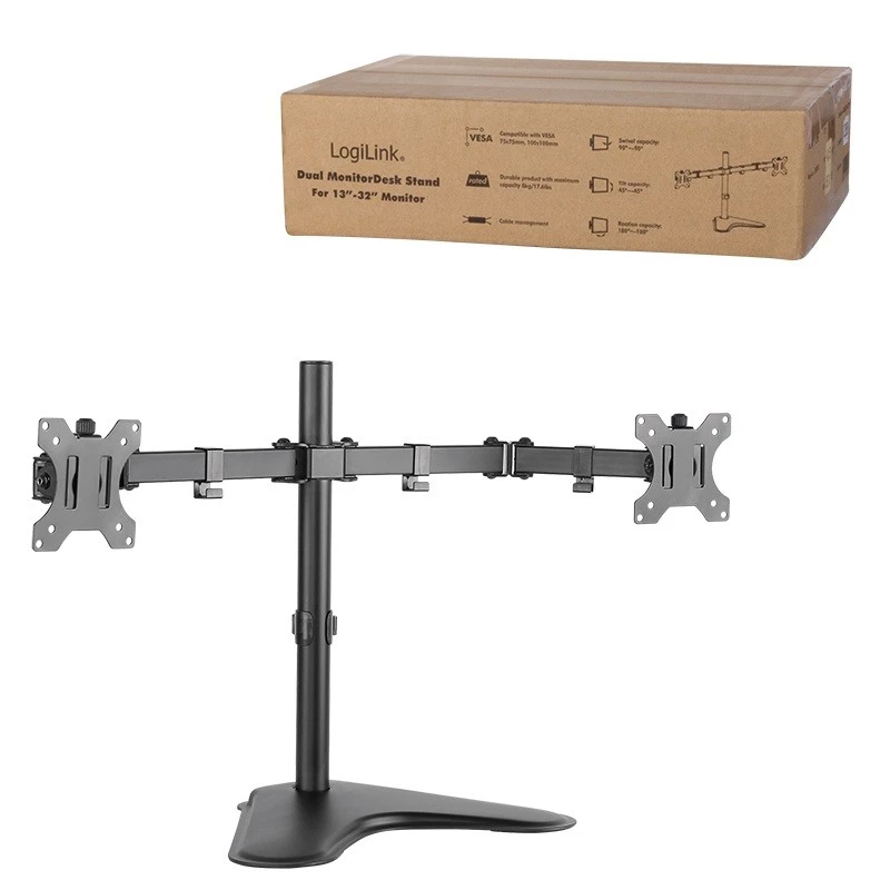 Suporte para monitor LogiLink BP0045 81,3 cm (32 polegadas) de secretária preto aço inoxidável