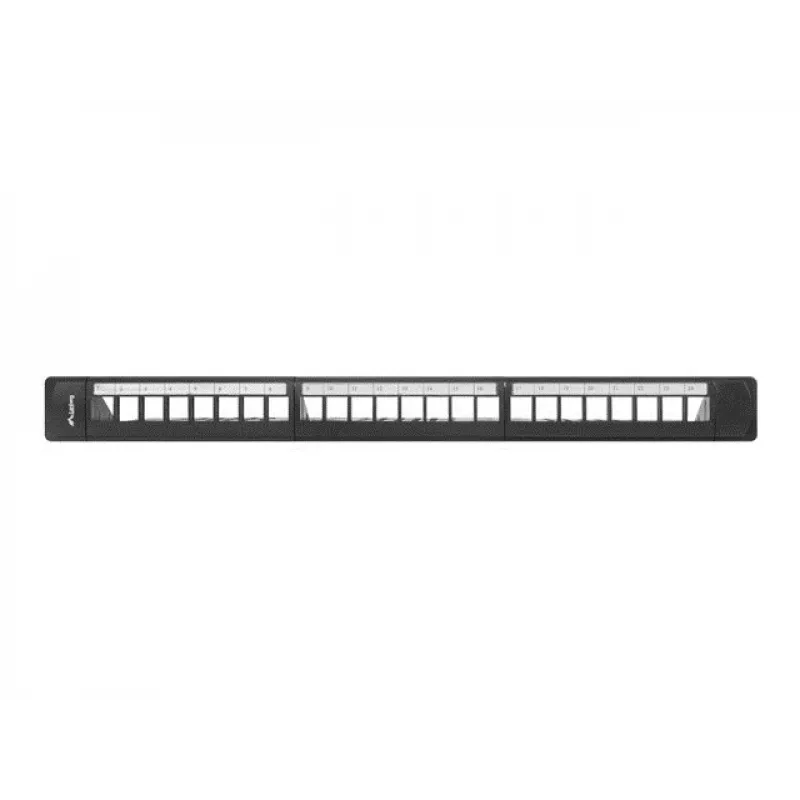 Patch panel 1U LANBERG PPKS-1124-B, 24 portas, 1U, ABS, preto, 482,6×44,5×154 mm