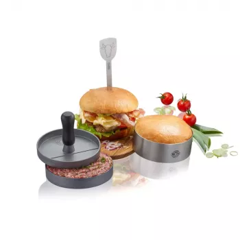 Conjunto de hambúrgueres GEFU G-89494 de 3 peças, aço inoxidável, resistente ao calor