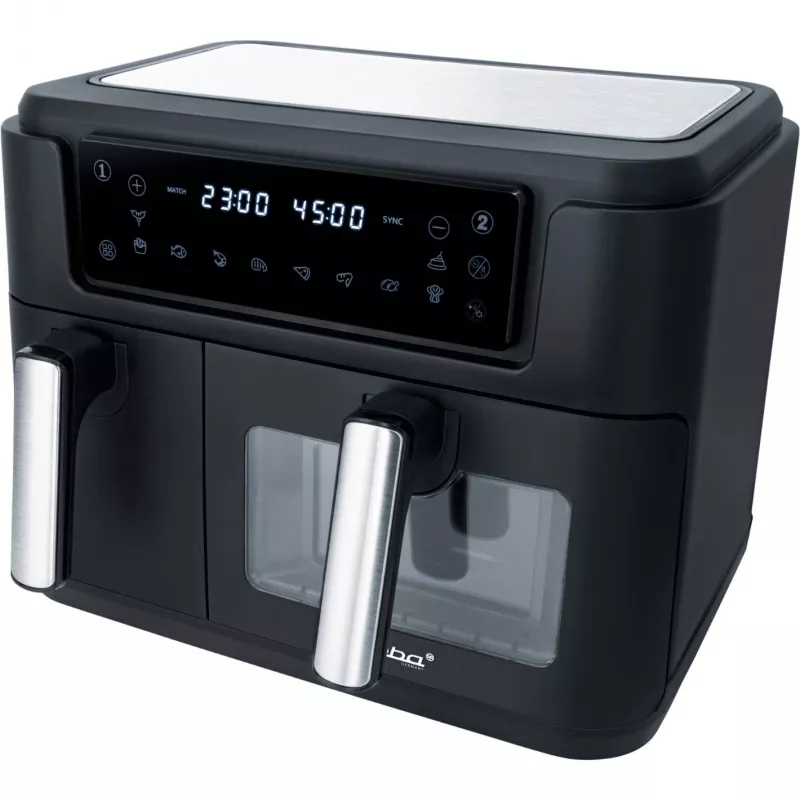 Fritadeira de ar quente dupla HF 9500 DUO (preta, 2.400 Watt, 2 cestos 6 L + 3,5 L)