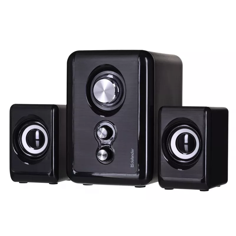 Altifalantes DEFENDER V11 11 W com fios 2.1 altifalantes satélite de secretária, USB 5 V, preto