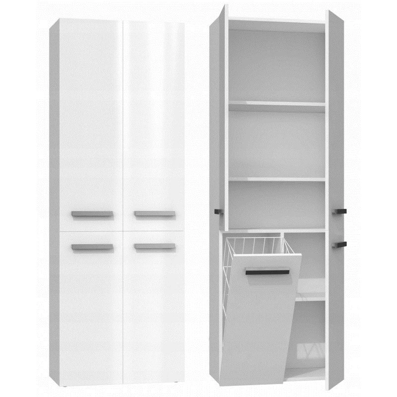 Armário alto de casa de banho Topeshop NEL 1K DD em branco brilhante