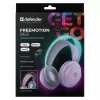 Defender FreeMotion B651 63651 auscultadores sem fios supra-auriculares, Bluetooth 5.3, retroiluminação RGB, 20–20000 Hz, 105 dB, USB-C, AUX, brancos