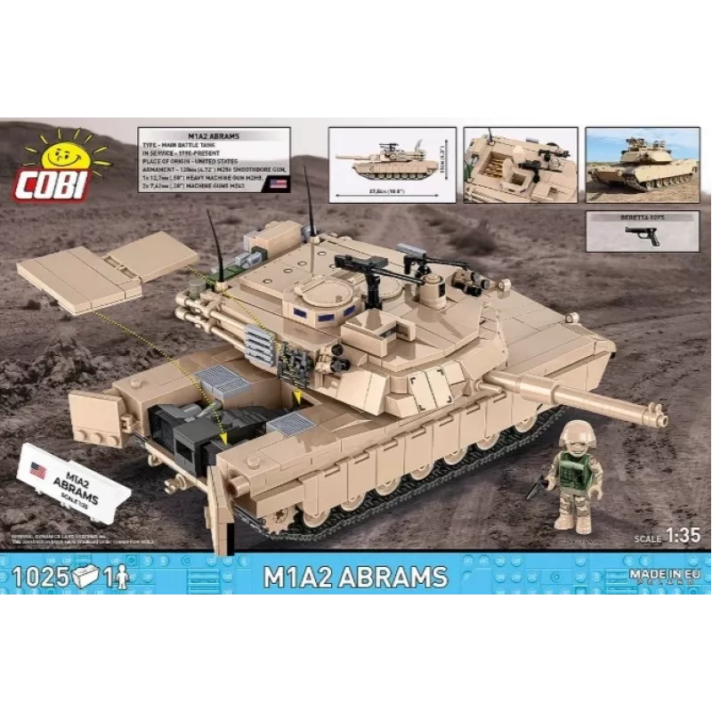 Conjunto de construção em blocos Cobi M1A2 Abrams 1025 peças modelo COBI-2632