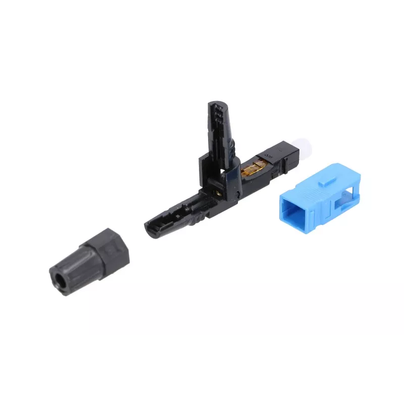 Conector rápido de fibra ótica Extralink SC/UPC macho, embalagem individual, preto ou azul