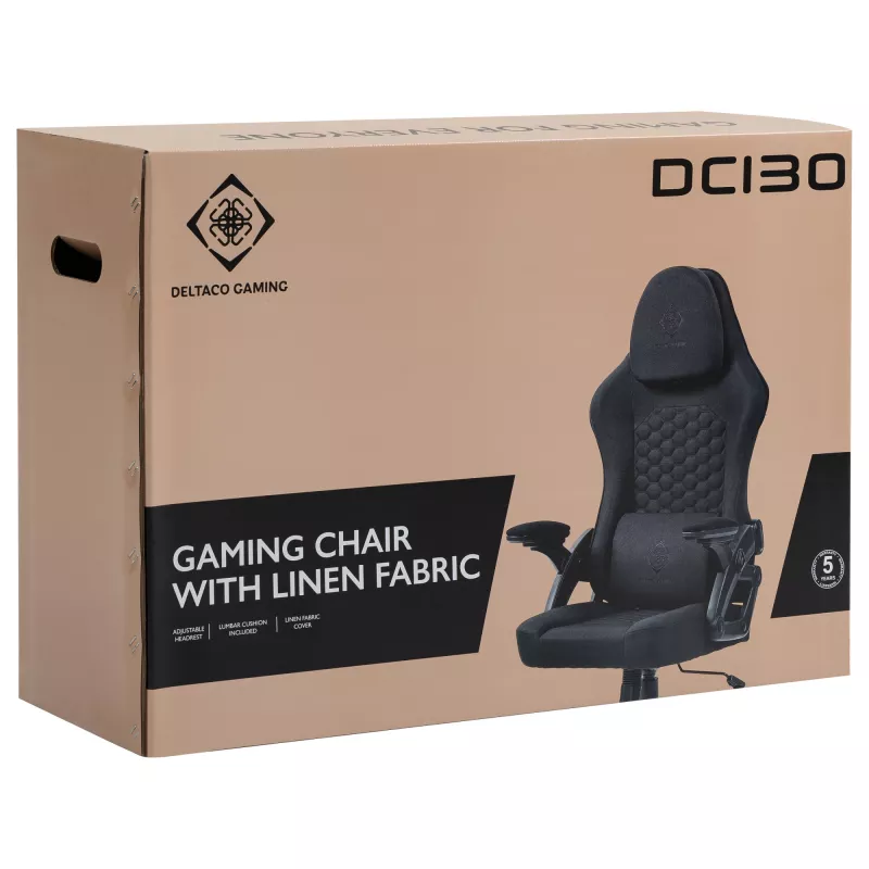 Cadeira gaming Deltaco DC130 Soft Woven Mesh preta (GAM-180)