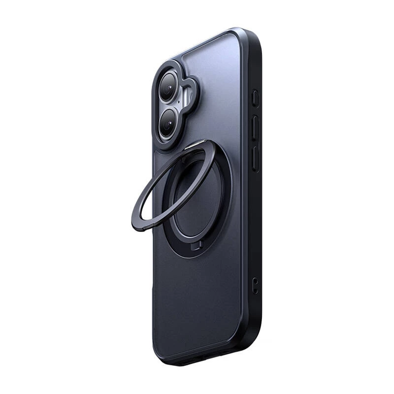 Capa protetora com MagSafe Mcdodo PC-4931 para iPhone 16 Plus com suporte integrado — preto