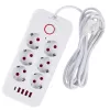 Régua de tomadas MACLEAN MCE391 W — 6 tomadas, 4×USB-A + 1×USB-C, cabo de 3 m, 110–240 V, 2500 W, branco