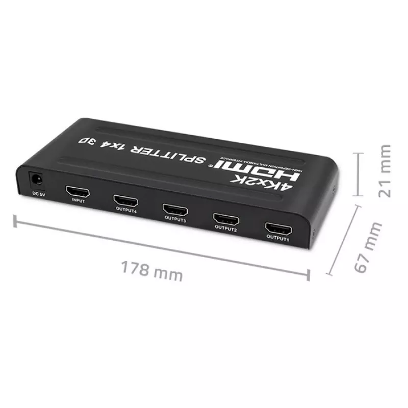 Qoltec 51798 Splitter HDMI ativo 4 x HDMI 4K x 2K | 3,4 Gbit/s