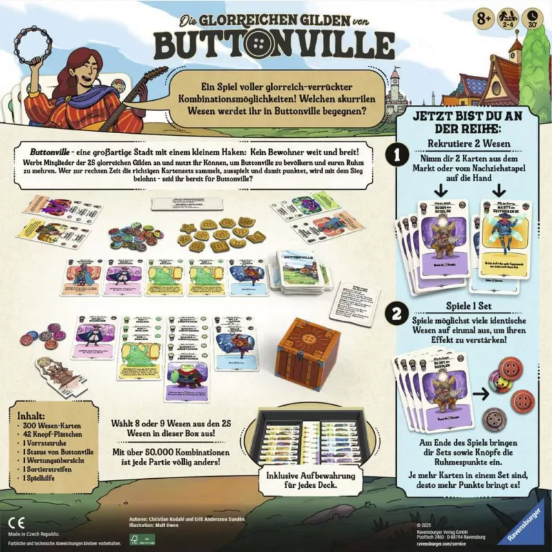 The Glorious Guilds of Buttonville, jogo de cartas