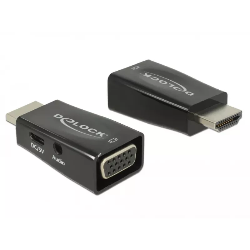 Adaptador DeLOCK 65901 HDMI A para VGA & áudio de 3,5 mm preto