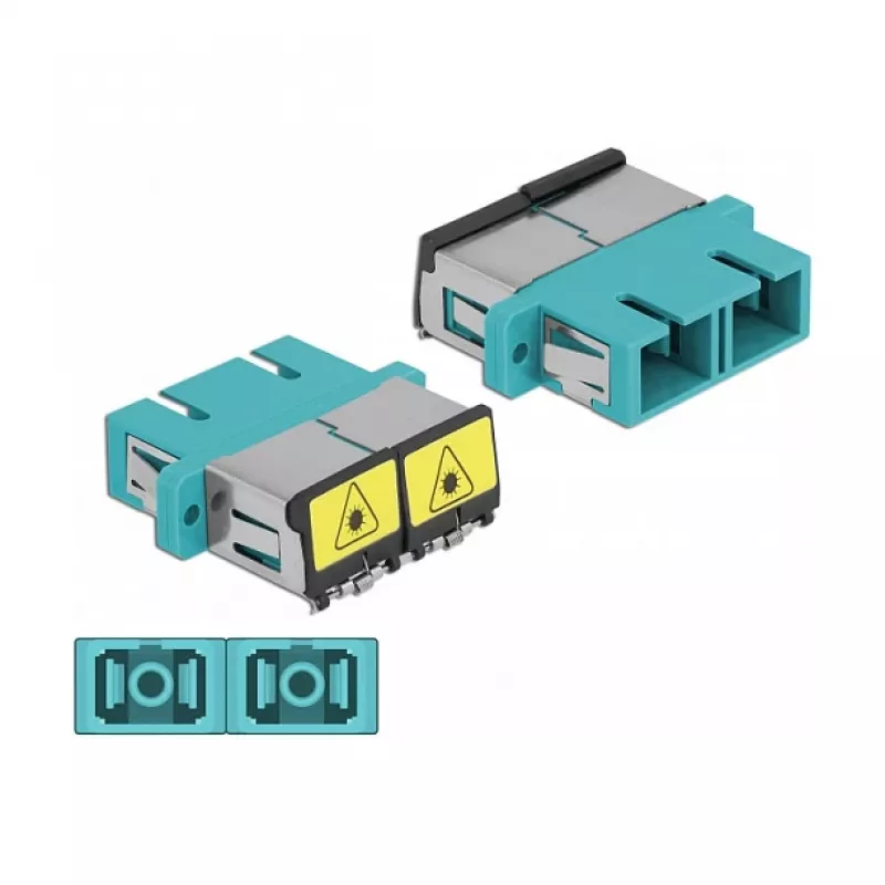 Acoplador de fibra ótica DeLOCK 86895 SC duplex fêmea para fêmea multimodo aqua