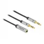 Delock - Adaptador para headset - mini-phone estéreo 3,5 mm 4 polos fêmea para ficha mini-jack estéreo macho - 27cm - preto (66740)