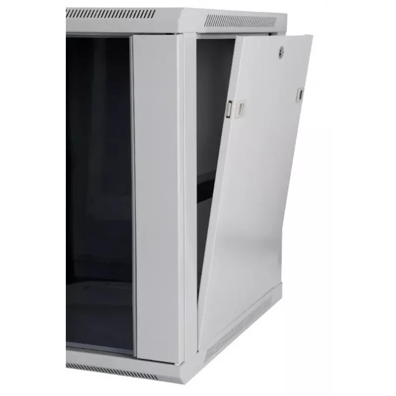 Armário de rede de parede SOMI Networks 22U 19 polegadas com 45 cm de profundidade, porta frontal de vidro, cinzento
