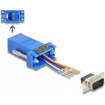 Conjunto de montagem DeLOCK D-Sub 9 pinos macho para RJ12 fêmea azul
