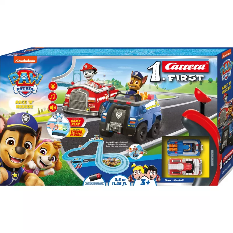 Carrera FIRST Paw Patrol Race 'N' Rescue conjunto de pista de corrida 20063058, a partir dos 3 anos