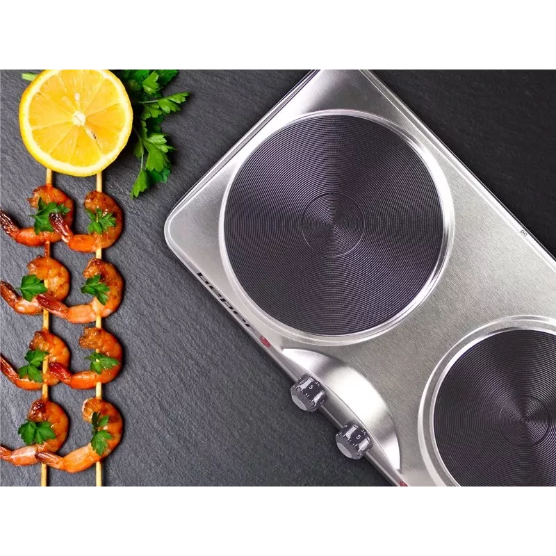 Placa de cozinhar Beper 90.825 em aço inoxidável, 2 zonas, controlo manual
