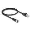 Cabo adaptador M12 DeLOCK codificação D 4 pinos fêmea para conector RJ45 macho 50 cm