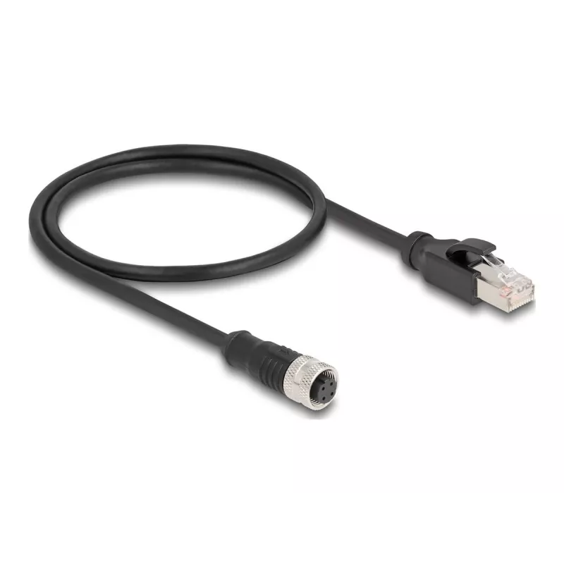 Cabo adaptador M12 DeLOCK codificação D 4 pinos fêmea para conector RJ45 macho 50 cm