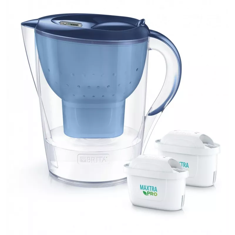 Jarra com filtro de água BRITA Marella XL com 2 cartuchos de substituição MAXTRA PRO azuis