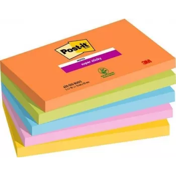 Notas adesivas 3M 655-5SS-BOOS retangular azul - verde - laranja - rosa - amarelo 90 folhas (655-5SS-BOOS)