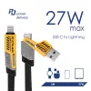 Cabo Akyga AK-USB-57 trançado 4-em-1 USB-A/USB-C para USB-C/Lightning, USB 2.0, 65 W, 1 m, cinzento