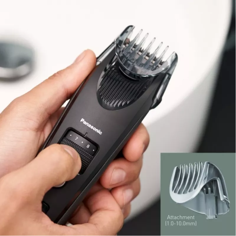 Aparador de barba Panasonic ER-SB40-K803 — 0,5–10 mm, 19 níveis, Li-Ion, sem fios/com alimentação, preto