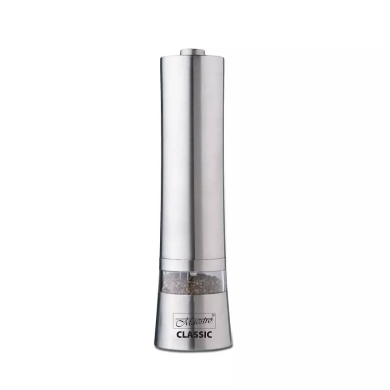 Moínho elétrico de especiarias Maestro MR-1722 200W aço inoxidável, moínho de mesa a pilhas com mecanismo de cerâmica