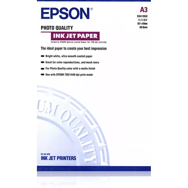 Papel Epson Photo Quality Ink Jet, DIN A3, 102 g/m², 100 Folhas