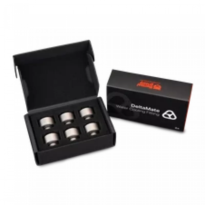 Thermal Grizzly DeltaMate Extender MF10 – conector de refrigeração líquida, níquel mate, 6 unid. (TG-DM-FIT-6206)
