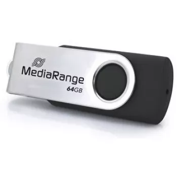 Pen USB MediaRange MR1953 64 GB USB Type-C 3.2 Gen 1 (3.1 Gen 1) Rotativo, Preto/Prateado