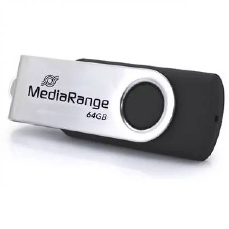 Pen USB MediaRange MR1953 64 GB USB Type-C 3.2 Gen 1 (3.1 Gen 1) Rotativo, Preto/Prateado