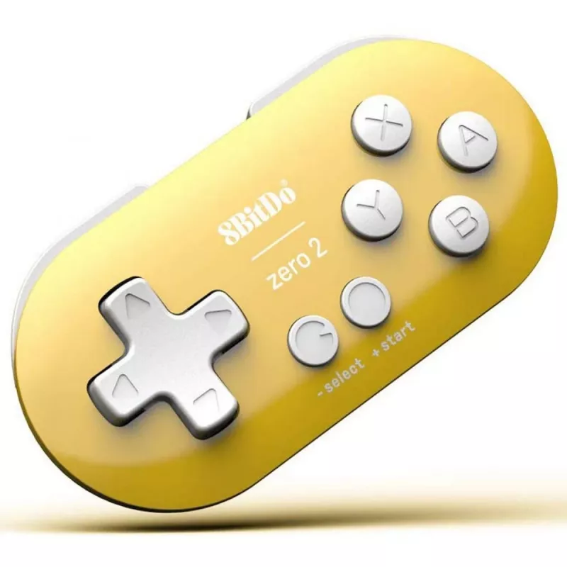 Comando de jogos sem fios 8BitDo Zero 2 amarelo — Bluetooth, tamanho compacto de bolso, RET00221
