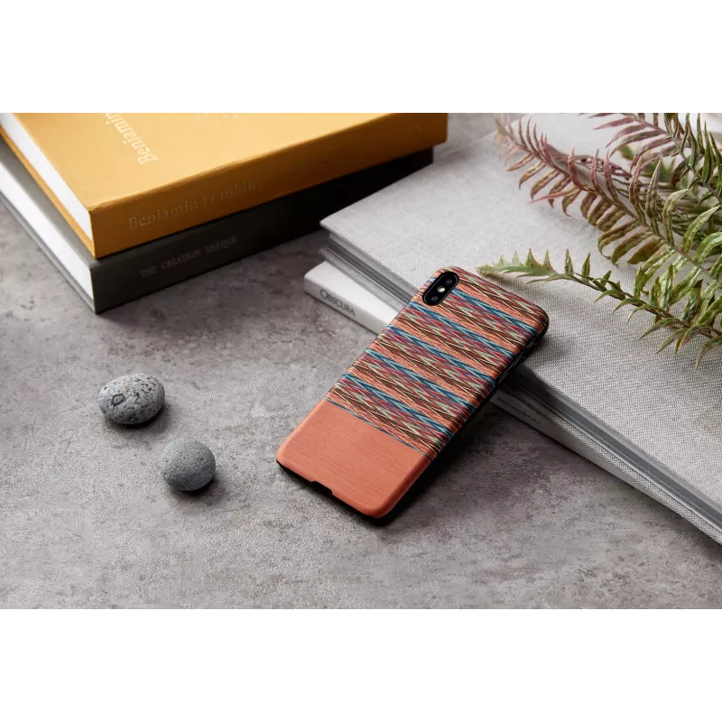 Capa para telemóvel de man and wood para iPhone XS Max – padrão xadrez castanho com moldura preta