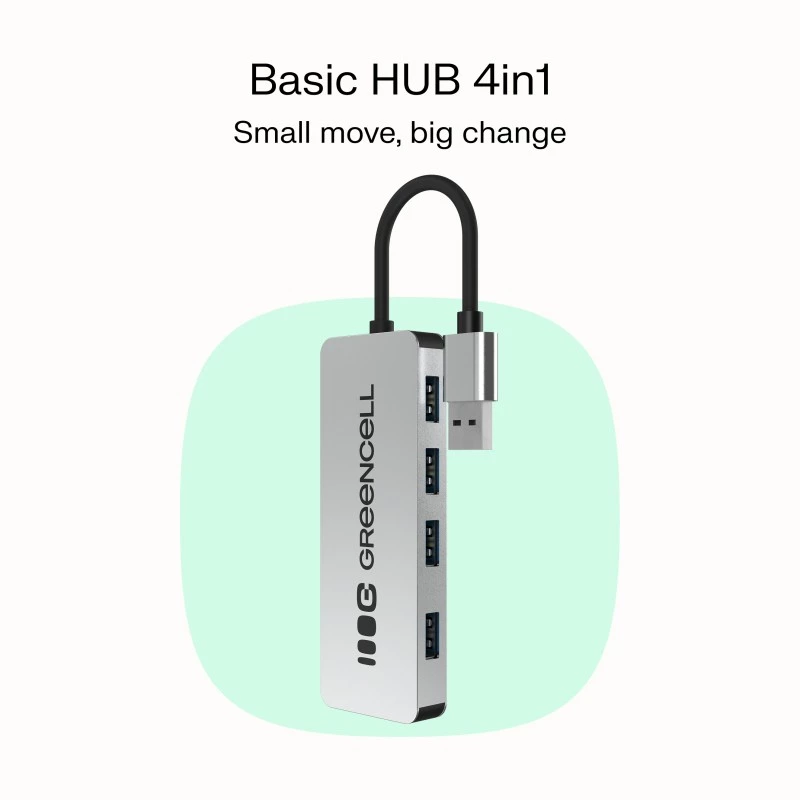 Hub USB Green Cell HUB-GC-A4A — hub USB-A 3.0 de 4 portas