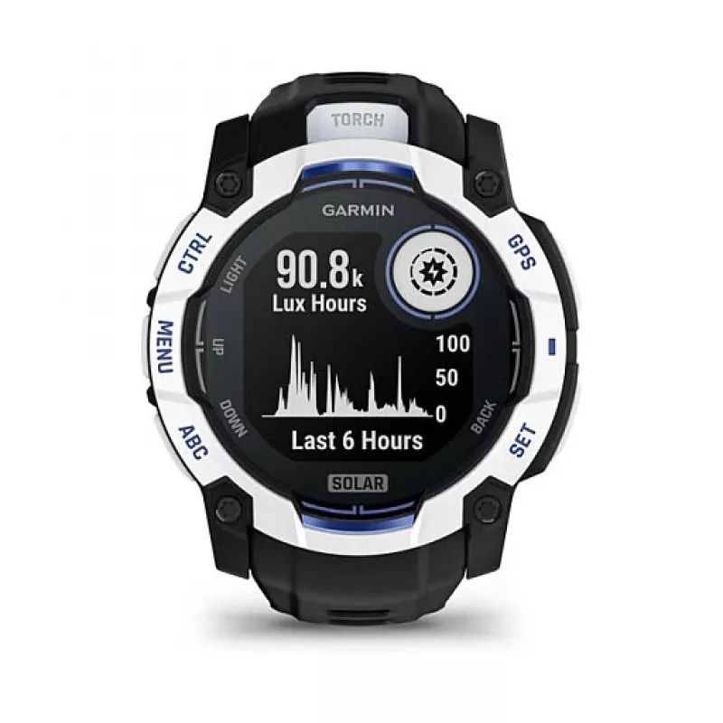 Smartwatch GARMIN Instinct 3,05 cm (1,2 polegadas) AMOLED 45 mm 390x390 px ecrã tátil preto branco GPS 4 GB 53 g pulseira de silicone