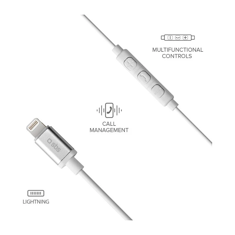 SBS TEINEARLIGHTW - Auscultadores - In-Ear - Chamadas e música - Branco - Botão - Buttons