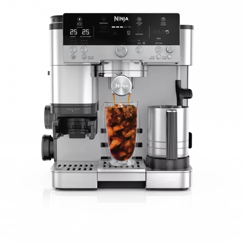 Máquina de café expresso Ninja ES601EU — depósito de água de 2 L, capacidade para 1 chávena, preto/aço inoxidável