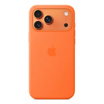 Capa de silicone Apple iPhone 17 Pro Max com MagSafe laranja