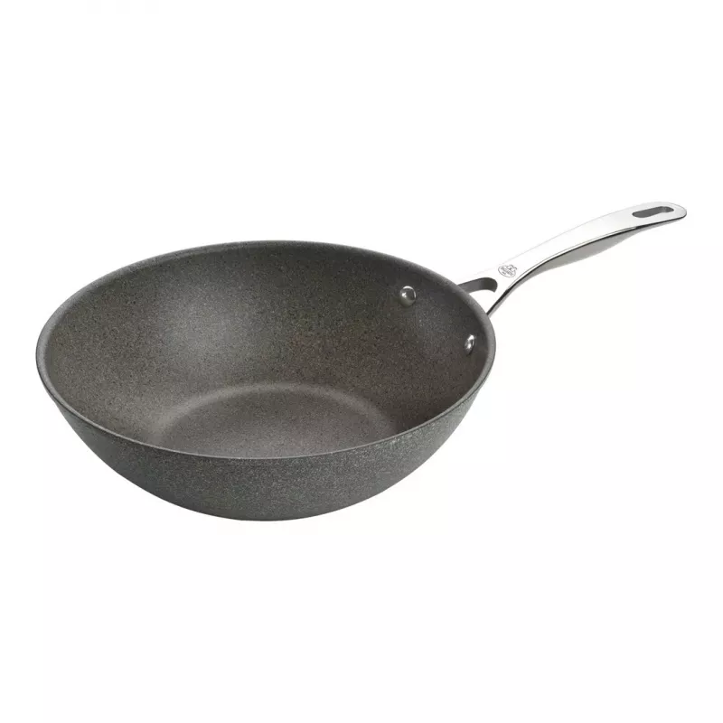 Wok Ballarini 75002-815-0 redondo antracite 30 cm, alumínio, revestimento antiaderente granito/titânio de 6 camadas