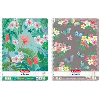 Bloco de espiral Herlitz A4 Ladylike 80 folhas papel quadriculado