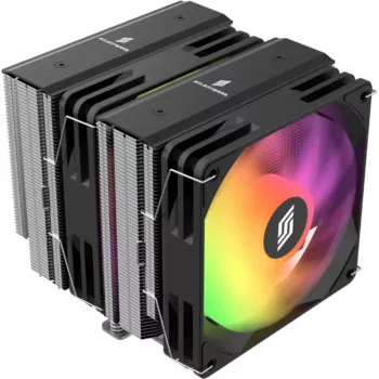 Dissipador de CPU Silentware Titan RGB torre dupla com 6 heatpipes e 2 ventoinhas PWM A-RGB de 120 mm