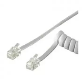 Cabo espiral para auscultador de telefone Wentronic Goobay CCA (alumínio revestido a cobre), branco, 2 m – ficha RJ10 (4P4C) para ficha RJ10 (4P4C) (50246)