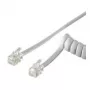 Cabo espiral para auscultador de telefone Wentronic Goobay CCA (alumínio revestido a cobre), branco, 2 m – ficha RJ10 (4P4C) para ficha RJ10 (4P4C) (50246)