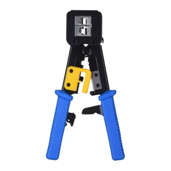 Alicate de cravar Alantec NI040 para fichas RJ-45, construção em aço, punhos em plástico, preto/azul