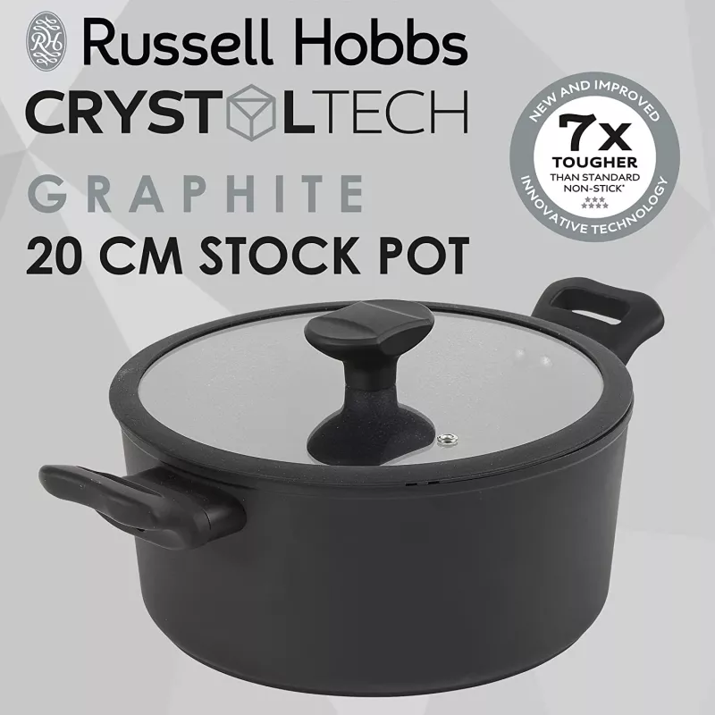 Panela Russell Hobbs RH01863EU7 20 cm Crystaltech panela em aço inoxidável com tampa de vidro