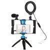 Kit de blogger com anel de luz LED, tripé, suporte para telemóvel e microfone